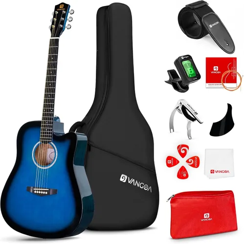 Miniatura 8 de Vangoa Guitarra para Zurdos, Kit de Guitarra Acústica para Zurdos de Tamaño Completo con Cutaway para Adultos Principiantes de 41 Pulgadas, Juego