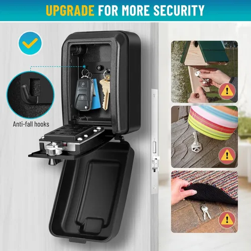 Miniatura 5 de Caja de bloqueo de llave con código, caja de seguridad montada en la pared para llaves con código reposable, caja de seguridad para exteriores