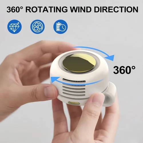 Miniatura 4 de Mini ventilador sin aspas con clip, ventilador personal portátil de 3 velocidades con USB-C, para cintura, bolsa y cuello (verde)