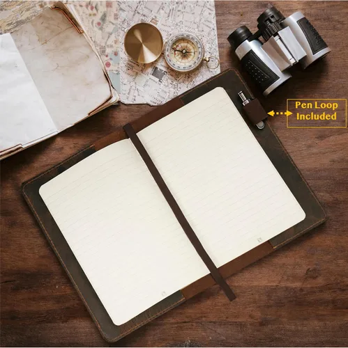 Miniatura 4 de Funda de diario de cuero A5, funda de diario recargable para Moleskine grande, funda de cuaderno de cuero hecha a mano, funda de diario A5