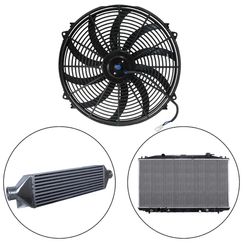 Miniatura 5 de MuHize Kit de ventilador de refrigeración universal de radiador de 16 pulgadas, ventilador eléctrico de alto rendimiento de 12 V 120 W