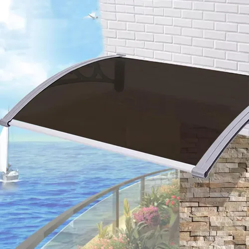 Toldo de protección contra la lluvia y la nieve para puerta delantera, toldo para patio, porche, refugio de policarbonato marrón, cubierta de