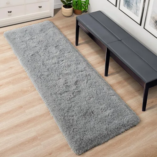 Miniatura 4 de Foxmas Alfombra Alargada Suave para Dormitorio y Sala de Estar, 2x6 Pies Alfombras de Área Esponjosas Shag Alfombra de Cabecera para Cuarto de Niños