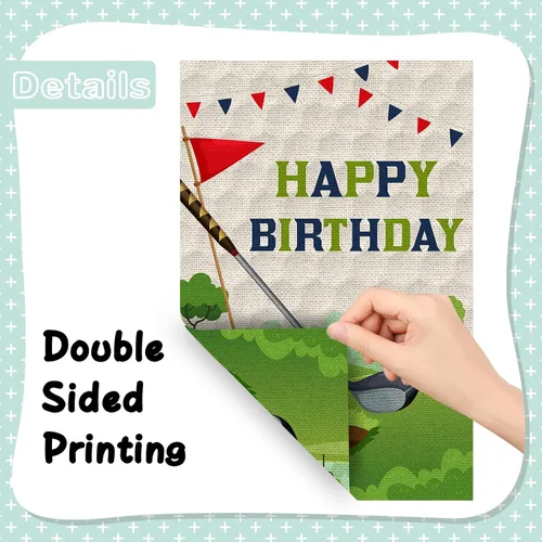 Miniatura 3 de Bandera de jardín con temática de golf, letrero de fiesta de cumpleaños para niños y niñas, adultos, fiesta de cumpleaños deportiva, decoración
