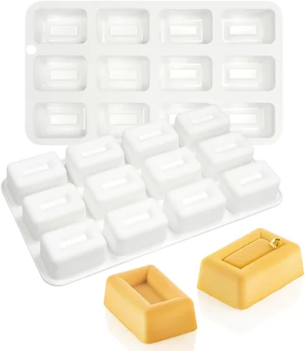 Miniatura 6 de mostsom Moldes de silicona para mousse de 12 cavidades, forma rectangular 3D, para chocolate, trufa, mousse, pastel, postre, moldes para hornear
