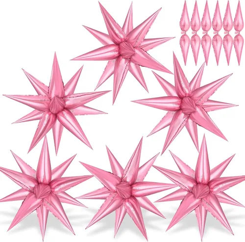 Miniatura 26 de 72 unidades de globos de estrella, grandes globos de cono de estrella metálicos de 26 pulgadas, globos de papel de aluminio de explosión colorida