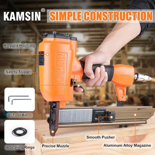 Miniatura 3 de 21N838 Grapadora neumática de construcción de alambre pesado, calibre 16, corona de 7/16 pulgadas, grapas de 3/4-1 1/2 pulgadas de longitud