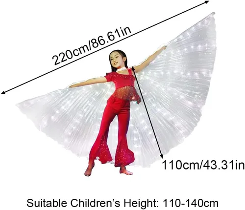 Miniatura 2 de CALIDAKA Alas LED Isis con luces LED alas de danza del vientre alas de ángel LED brillantes con palo telescópico alas de baile del vientre LED