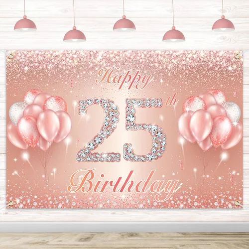Miniatura 12 de Fondo de pancarta de feliz cumpleaños 10 – Suministros de decoración de fiesta de cumpleaños 10 para niñas o niños – Oro rosa 4 x 6 pies