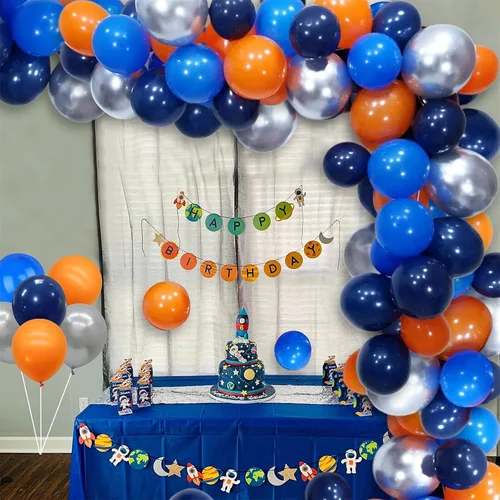 Miniatura 10 de Arco de globos rojos, blancos y azules, 130 unidades, guirnalda de globos azul claro azul claro y blanco con globos de confeti para béisbol, 4