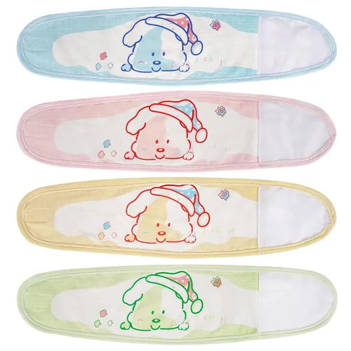 Liitrton 4 bandas de vientre de cordón umbilical de algodón con patrón de dibujos animados para bebés de 0 a 12 meses (color aleatorio, perro lindo)