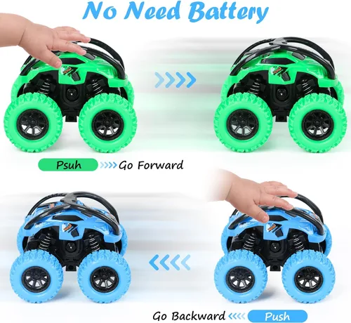 Miniatura 3 de Paquete de 2 Juguetes de Coches para Niño Niña de 3 4 5 6 Años, Juguetes de Coches de Empujar y Avanzar para Niños Pequeños de 3-6 Años, Camiones