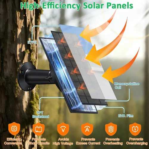 Miniatura 5 de FUTUREZEN Panel solar para cámara de sendero, cargador de batería solar de 10 W con batería de 10400 mAh, salida ajustable de 5 V/12 V, enchufes