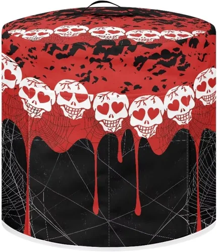 GLENLCWE Funda para olla a presión de esqueleto de sangre roja para olla arrocera de 3 cuartos de galón, cubierta antipolvo de Halloween, cubierta