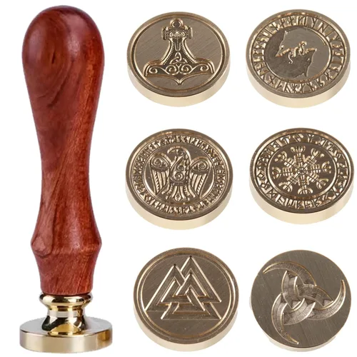 Miniatura 11 de Odin's Raven Viking Rune Vegvisir - Sello de cera de sellado de runas vikingas para sellado de cartas, embalaje de invitación de boda personalizado