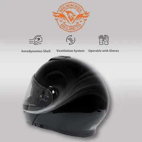 Miniatura 6 de Milwaukee Helmets Avanzados cascos modulares de motocicleta de cara completa para motorista con visera desplegable - XS