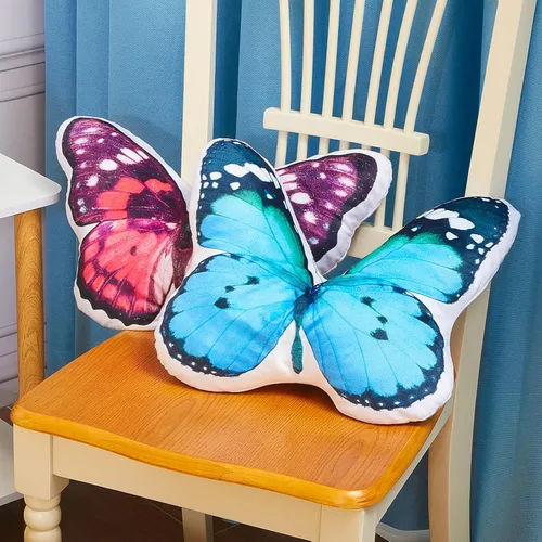 Miniatura 7 de Juexica 2 almohadas de mariposa 3D decorativas de mariposa de 15 x 13 pulgadas, regalos de felpa para mujeres, decoraciones para chimenea, mantel