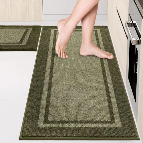 Miniatura 32 de anllugs Alfombras de cocina de 24 x 36 pulgadas, antideslizantes, lavables a máquina, tapetes absorbentes y cómodos para cocina, fregadero, Beige
