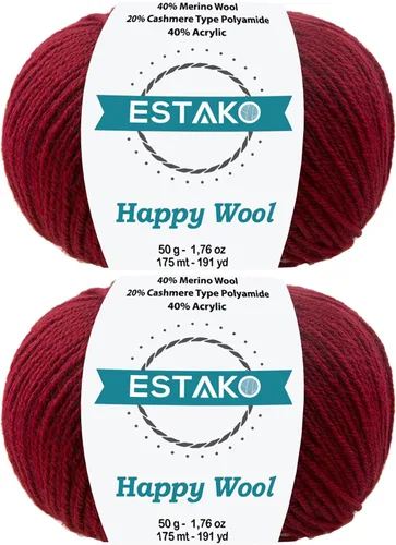 Miniatura 7 de Estako Happy Wool (paquete de 2 madejas) 40% lana merino 20% cachemira tipo poliamida 40% acrílico peso fingering hilo suave para tejer y crochet