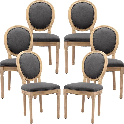 Miniatura 41 de Juego de 2 sillas de comedor de campo francés, sillas de comedor de madera de granja beige, silla de comedor con respaldo tejido con cojín tapizado