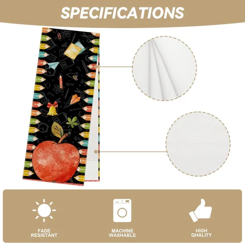 Miniatura 6 de Camino de mesa con lápiz de manzana de acuarela para el primer día de escuela, decoraciones y suministros para el hogar, escuela, aula, oficina, 13
