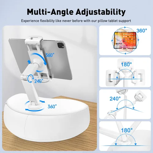 Miniatura 6 de AboveTEK Soporte de almohada para tableta para cama, manos libres ajustable para iPad de lectura de regazo con puf suave, regalo ideal para mamá, se