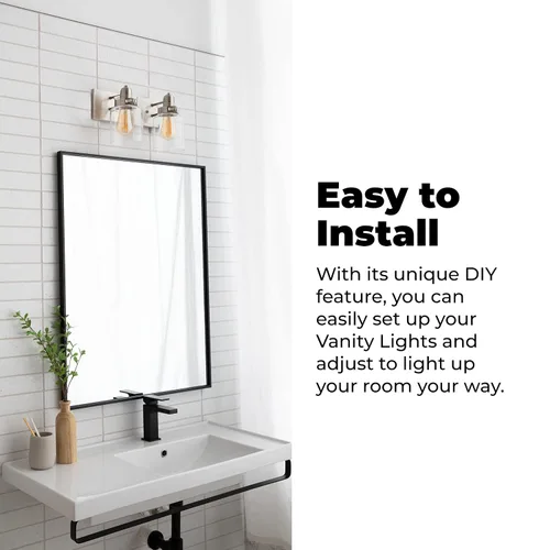 Miniatura 6 de Wood Grip Lámpara de tocador de baño - Iluminación interior de baño (níquel cepillado, 2 luces)