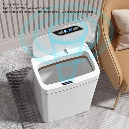 Miniatura 2 de Asixxsix Bote de basura de baño sin contacto, 18 L, 4.75 galones, con sensor de movimiento automático, funciona con pilas, delgado e inteligente