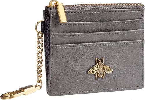 Miniatura 55 de SEAVILIA Tarjetero llavero cartera para mujer con ventana de identificación RFID monedero regalo abeja delgada minimalista pequeña cartera