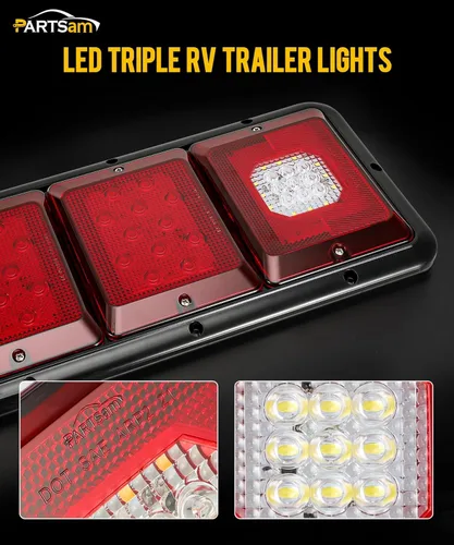 Miniatura 2 de Partsam 2 luces LED de triple cola 45 LED, montaje vertical u horizontal, luces traseras LED rectangulares de montaje vertical u horizontal, luces