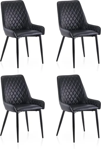 Miniatura 10 de TUKAILAi Juego de 2 sillas de comedor de piel sintética, moderno sillón con asiento tapizado y patas de metal, silla de ocio de poliuretano