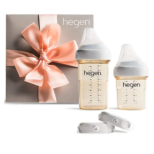 hegen Kit básico de biberón para recién nacido, botella de PPSU para bebés, tetina media y lenta, tapas de almacenamiento de leche materna y sellos