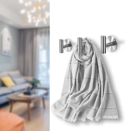 Miniatura 7 de Ganchos adhesivos para toallas de servicio pesado, ganchos de pared resistentes de acero inoxidable impermeables para toallas de ducha, gancho