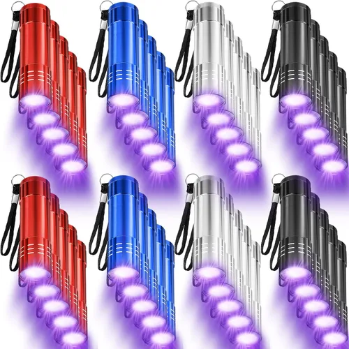 Mudder Paquete de 40 linternas UV de luz negra, mini linterna de mano UV con cordón, detector de colores surtidos para orina de mascotas y manchas