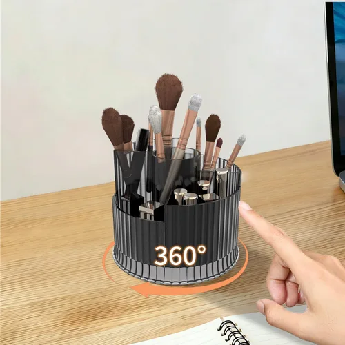 Miniatura 2 de Organizador giratorio de 360° para brochas de maquillaje, 5 ranuras para cosméticos, esmalte de uñas, suministro de arte, cuidado de la piel