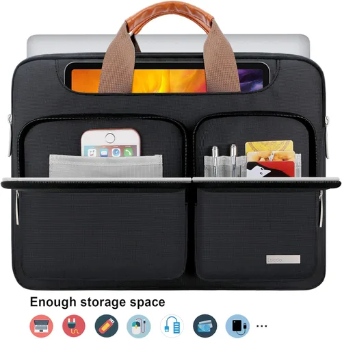 Miniatura 5 de Lacdo Bolsa de hombro protectora para laptop de 360°, funda para portátil de 14 pulgadas para HP Lenovo, Dell, Asus Asus Acer Chromebook 14, HP Negro
