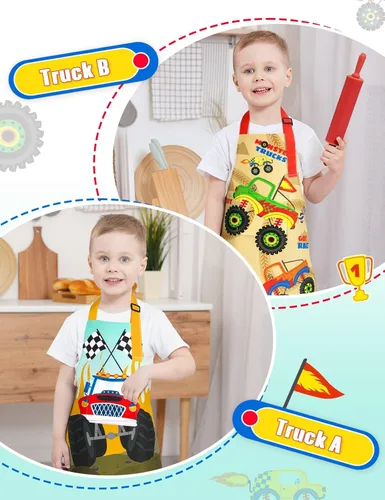 Miniatura 7 de Paquete de 2 delantales para niños pequeños, delantales artísticos para niños pequeños
