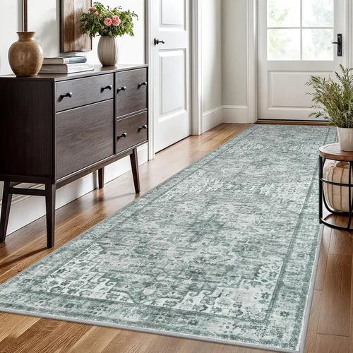 Miniatura 27 de SIILOOM Alfombra lavable de 2 x 3 pies, alfombra suave color taupe ceniza para entrada, tapete antideslizante para puerta de interior, tapete