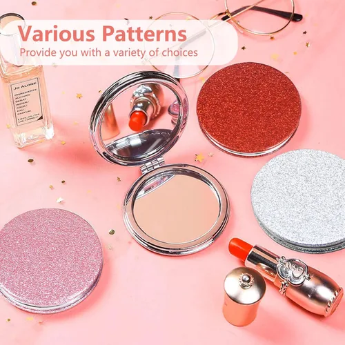 Miniatura 2 de Acedada Espejo compacto, espejo de bolsillo, espejo pequeño para bolso, espejo portátil de maquillaje de viaje, espejo plegable de mano de doble Rosa