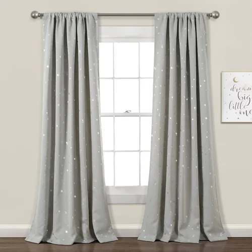 Miniatura 15 de Lush Decor Star - Par de paneles de cortinas opacas para ventana, 63 pulgadas de largo x 52 pulgadas de ancho, gris claro