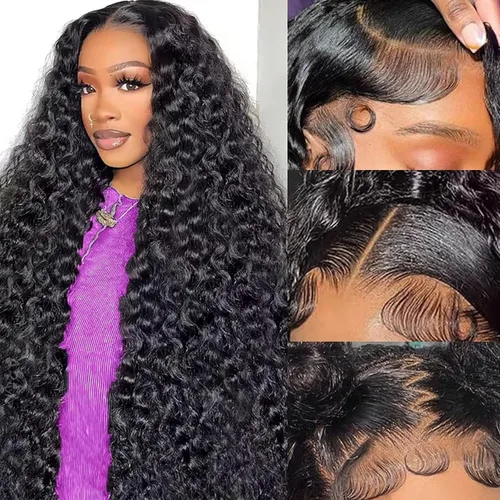 Miniatura 10 de Pelucas de cabello humano rizado con encaje frontal de 13 x 6 pulgadas, pelucas de cabello humano brasileño rizado para mujeres, densidad del 200 %