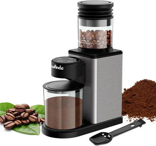 Wancle Molinillo de café eléctrico con pantalla táctil, temporizador de precisión, 25 ajustes de molienda, antiestático, acero inoxidable, fácil de