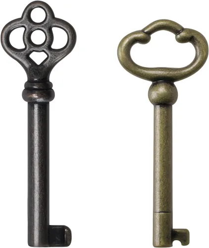 KY-2AB y KY-3AB - Llave de esqueleto, llaves de esqueleto de barril hueco, llaves de latón antiguo, llave antigua para muebles y cerraduras vintage