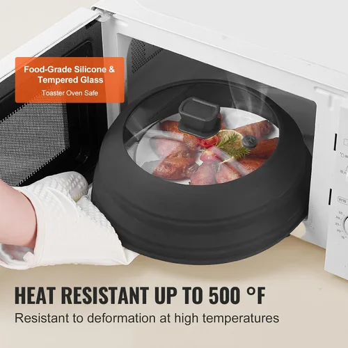 Miniatura 4 de VEVOR Cubierta y tapete para salpicaduras de microondas, tapa plegable de microondas de 10.8 pulgadas para alimentos, silicona resistente al calor