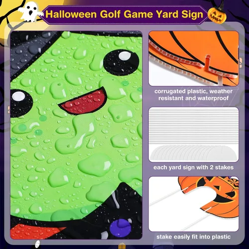 Miniatura 5 de Capoda 8 piezas de Halloween Mini Golf Game Hlloween Golf Yard Sign Mini Golf Club Yard Stakes para Halloween, fiesta de golf, Halloween, césped