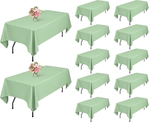 Miniatura 147 de Showgeous Paquete de 4 manteles rectangulares de poliéster de 60 x 102 pulgadas, resistentes a las arrugas, lavables, para bodas, mesas de comedor