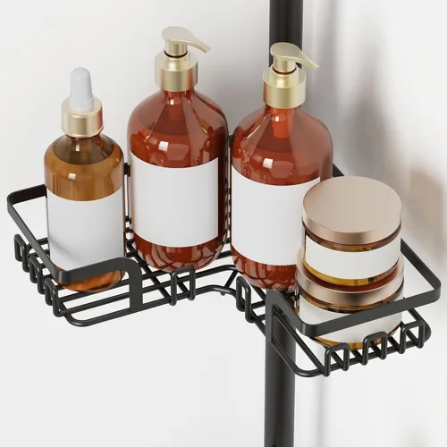 Miniatura 4 de ZUNTO Estante de ducha con poste de tensión para baño, ajustable de 25 a 114 pulgadas, de suelo a techo, organizador de barra de tensión