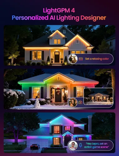 Miniatura 3 de Lepro SW1 AI - Tira de luces LED inteligentes para exteriores, tiras de luz RGBCW impermeables IP65 de 32.8 pies, 2700K-5700K blanco cálido