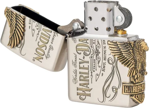 Miniatura 2 de Zippo HDP-75 Encendedor, plata, modelo Harley-Davidson Japan Limited, procesamiento de 3 lados