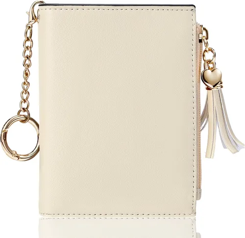 Miniatura 21 de Gostwo Billeteras pequeñas para mujer, elegante cartera para mujer con ventana de identificación, bolsillo con cremallera para monedas y borla.